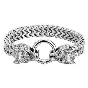 Bracelet pour homme en acier inoxydable plaqué or avec <span class=keywords><strong>tête</strong></span> <span class=keywords><strong>de</strong></span> <span class=keywords><strong>loup</strong></span> viking gravée, bracelet tendance pour homme - Product Image 2