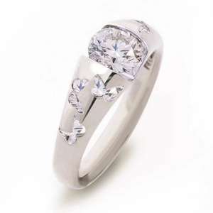 Anello da Donna Multicolore con Farfalla in Zirconia Cubica, Placcato Argento, Gioiello alla Moda - Product Image 3