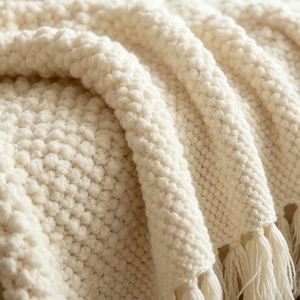 Custom Embroidered Knitted <b>Throw</b> Blanket with Name & Date, Textured Knit <b>Sofa</b> Blanket with Elegant Tassel Fringe, Wedding Gift - Product Image 3