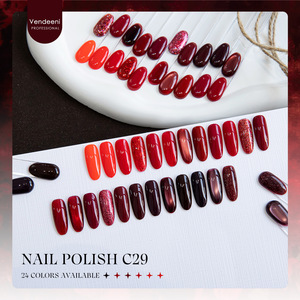 Nouveau produit Vendeeni : Kit de 24 couleurs de vernis à ongles gel Ankara <span class=keywords><strong>rouge</strong></span> intense effet œil de chat, paillettes fines, <span class=keywords><strong>rouge</strong></span> pur, imperméable <span class=keywords><strong>et</strong></span> renforcé pour salon - Product Image 5