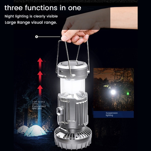 Ngoài trời quạt trần ánh sáng cắm trại năng lượng mặt trời có thể sạc lại ngân hàng điện treo móc chiếu sáng khẩn cấp lều dẫn đèn lồng cắm trại ánh sáng - Product Image 6