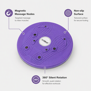 <span class=keywords><strong>LIVEUP</strong></span> LS3165B Discos de torsión duraderos de PP de 25 cm en gris y morado con logo personalizado para ejercicio en casa - Tabla aeróbica para fitness de cintura y pies - Product Image 2