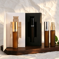 Atomiseur de parfum en verre ambré givré vide de 10 ml avec boîte en papier personnalisée, flacon d'échantillon de parfum pour l'emballage de marque