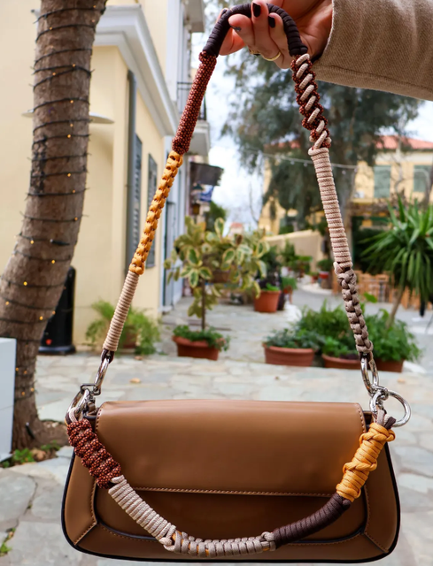 OEM Fashion Unique Beige Brown Luxurious Bag Strap Two Piece Cross Body Purse Handbag Shoulder Strap for Outdoor Hiking