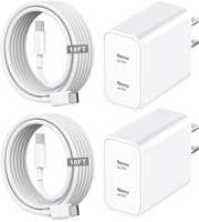 Adaptor Charger Cepat 40W Dual-Port Tipe-C Pd untuk Perjalanan, Charger Ponsel Portabel, Kompatibel EU/US untuk iPhone 15