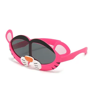 FANXUN83028 Unisex Baby Sunglasses Soft Silicone Frame With Cute Lion Design Polarized Lenses Tac Material Sun Visor Children