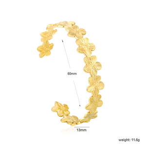 Floral Open Cuff <b>Bracelet</b> Stainless Steel Gold Tone Women's Fashion Jewelry <b>Bracelet</b> - Product Image 4