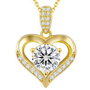 Collar con Colgante de Corazón de Moissanita de 1 Quilate, Cadena de Plata de Ley 925, Amuleto de Amor de Lujo VVS GRA, Regalos de Aniversario y Cumpleaños para Mujer - Product Image 1