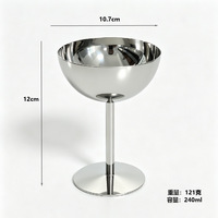 Gobelet à dessert en acier inoxydable 201, coupelle à glace polie sur piédestal, bol à sundae, petit, moyen, grand, pour la mise en table des hôtels et cafés