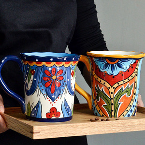 Taza de Cerámica Pintada a Mano de Estilo Bohemio Creativo, Taza de Café, Taza para Agua - Product Image 2
