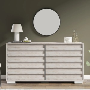 Ensemble de chambre à coucher 5 pièces style ferme avec cadre en MDF, comprenant <span class=keywords><strong>lit</strong></span> King, commode miroir et 2 tables de chevet - Product Image 3