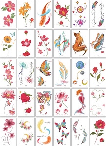 30 pièces autocollant de <span class=keywords><strong>tatouage</strong></span> <span class=keywords><strong>papillon</strong></span> noir coloré pour femmes, <span class=keywords><strong>tatouage</strong></span> de poitrine <span class=keywords><strong>cheville</strong></span> main rose <span class=keywords><strong>fleur</strong></span> autocollant - Product Image 5