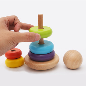 Juguete <span class=keywords><strong>de</strong></span> Torre apilable <span class=keywords><strong>de</strong></span> madera para niños, torre <span class=keywords><strong>de</strong></span> anillo apilable <span class=keywords><strong>de</strong></span> arcoíris 3 en 1, cervatillo redondo, juego <span class=keywords><strong>de</strong></span> cuentas, juguete <span class=keywords><strong>de</strong></span> educación temprana para niños pequeños - Product Image 4