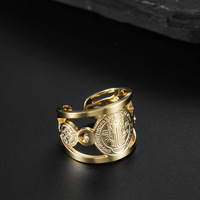 Vente en gros directe usine ZHENCHEN Bague pour homme en acier inoxydable, style vintage européen et américain, motif Saint Benoît exorcisme, usage quotidien