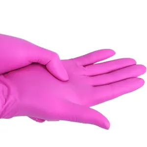 Guantes desechables de nitrilo, manoplas para lavar comida, trabajo Industrial, talla XS, color rojo, sin polvo