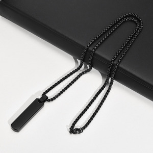 Collar con Barra Inicial para Hombre, Colgante de Barra Vertical Geométrica Gruesa con Letras de la A a la Z, Collar Sencillo Informal, Regalo para Él - Product Image 3