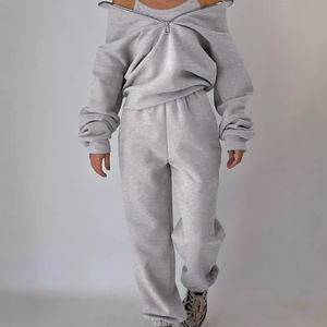 Venta al por mayor de pantalones de chándal y Sudadera con capucha de las mujeres logotipo personalizado de alta calidad de invierno Zip up Jogger Mujeres Sudadera con capucha - Product Image 5