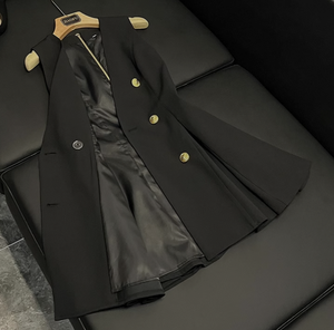 <span class=keywords><strong>Abito</strong></span> Mini da Donna di Alta Qualità per Feste, Scollo a V, Senza Maniche, Doppiopetto, Tinta Unita, <span class=keywords><strong>Nero</strong></span> - Product Image 2