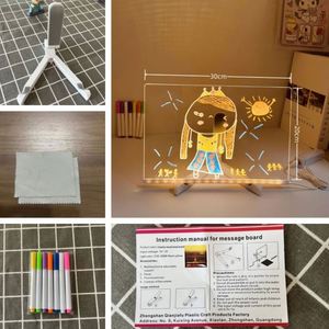 12 英寸 LED 记事板 白色 现代设计 塑料干擦板 适配器灯 LED 绘图板 儿童支架 家居装饰 - Product Image 6