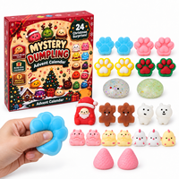 Calendrier de l'Avent de Noël personnalisé avec logo d'entreprise, 24 jouets compressibles en TPE en forme de dumpling, promotion commerciale