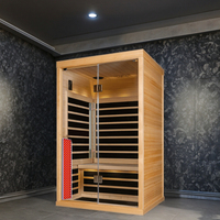 Sauna Infrarroja de Luz Roja para Dos Personas SS-200, Sauna Seca de Madera de Hemlock Canadiense para Interiores