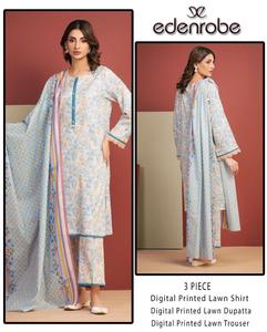 Edenrobe unstiched Digital Printed Lawn 3 Piece suit Floral Print Traditional Women's Casual Wear Summer - Product Image 4