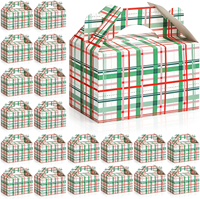 Boîte cadeau en papier pour bonbons, boîte à friandises à carreaux pour les fêtes de Noël avec poignée