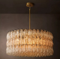 Lustre rond moderne de luxe personnalisé pour la restauration de projets, luminaire d'intérieur pour villa, décoration en verre fumé, suspension lumineuse