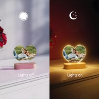 Veilleuse LED personnalisée en forme de cœur avec photo, intensité réglable, base en bois USB, pour couple, cadeau de Saint-Valentin, décoration en gros