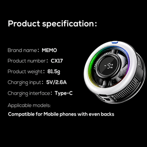 พัดลมระบายความร้อนสำหรับเล่นเกม MEMO CX17 RGB Lighting พร้อมระบบ AI ลดความร้อน สำหรับสมาร์ทโฟน เหมาะสำหรับการเล่นเกมแบบแข่งขัน - Product Image 6