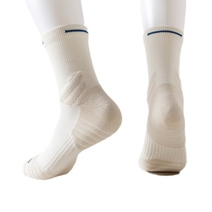 Professional Sports Basketball <b>Socks</b> Mid Length Breathable <b>Polyester</b> Fiber White Black Gray Apricot Off White - Product Image 5