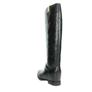 Bottes hautes pour femmes en cuir noir avec tirette, hauteur du talon 1 pouce - Product Image 2