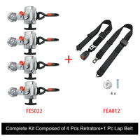 Fauteuil roulant Ceinture D'arrimage Kit Complet Composé de 4 Pièces Retrators + 1 Pc Ceinture Abdominale