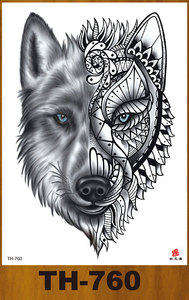 Venta caliente de moda Sexy Hungry Fierce Wolf Art colorido personalizado medio <span class=keywords><strong>brazo</strong></span> arte corporal impermeable <span class=keywords><strong>tatuaje</strong></span> temporal pegatinas - Product Image 6