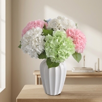 Fleur d'hortensia artificielle au toucher naturel, tige unique, arrangement floral artificiel, décoration en pétales de soie pour mariage et décoration intérieure