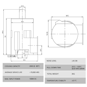 Congelatore Stirling Huacooling -130°C con Compressore 24V a Pistone Libero, Raffreddatore Stirling a Temperatura Ultra Bassa - Product Image 6