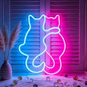 Double Cat Letreros Neon LED dimmable USB powered ambient <b>light</b> store <b>window</b> decoration <b>light</b> street indicator <b>light</b> Customized - Product Image 6