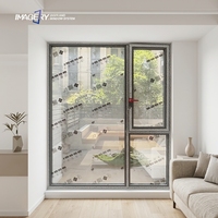Ventana Abatible de Aluminio con Rotura de Puente Térmico de Diseño Moderno, Vidrio Triple Antirrobo con Malla de Seguridad