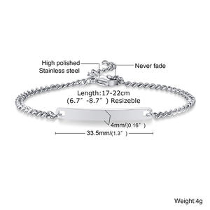 Nouveau cadeau d'anniversaire à la mode Bijouterie en acier inoxydable plaquée or 18 carats <span class=keywords><strong>Bracelet</strong></span> pour hommes et bébés <span class=keywords><strong>avec</strong></span> nom gravé sur mesure pour femmes - Product Image 3