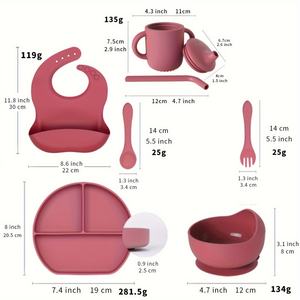 Cuchara suave del cuenco <span class=keywords><strong>de</strong></span> succión del bib impermeable ajustable 6PCS <span class=keywords><strong>para</strong></span> el bebé llevó el destete del microware seguro BPA li - Product Image 2