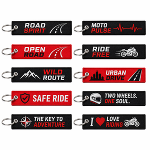 High Quality Durable Woven Fabric Motorbike Flight Tag Embroidered Keychain for Motorcycle <b>Keys</b> Accessories - Product Image 1