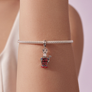 Silver Plated Cartoon <b>Rabbit</b> Charm With Red Enamel Card Suit Design Unisex Jewelry <b>Gift</b> - Product Image 6