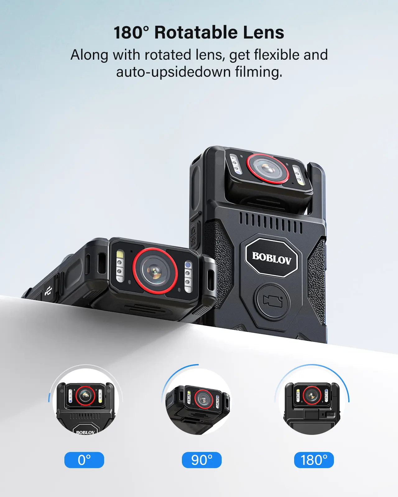 BOBLOV M7 Pro 4K GPS Body Cam  128GB Body Camera with Audio  180 Degree Rotate Lens  4000mAh for 14 Hours Video Recording 