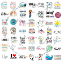 100 Adesivi in Vinile con Citazioni Bibliche, Etichette Personalizzate Cristiane Motivazionali per Adolescenti, Decalcomanie di Gesù, Etichette Cartoon della Fede all'Ingrosso