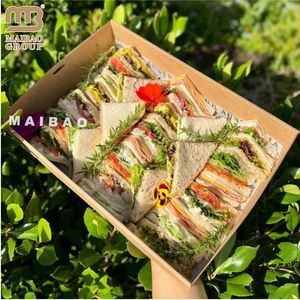 Boîte à pâtisserie personnalisée jetable pour <span class=keywords><strong>mini</strong></span>-sandwichs au <span class=keywords><strong>poulet</strong></span> et au jambon, en papier kraft, pour frites et hamburgers, emballage rapide pour la restauration rapide - Product Image 6