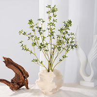 Ranting Enkianthus Perulatus Buatan Sentuhan Asli PVC 3 Cabang Daun Hijau Jepang 80cm Pengisi Vas Dekorasi Rumah Pernikahan Grosir