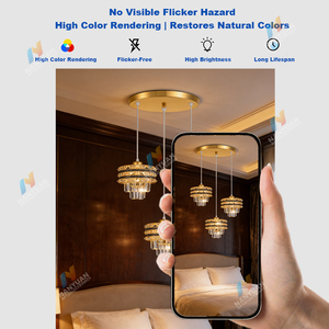 Lámpara de Araña de Cristal con Borlas Doradas de Lujo, Lámpara Colgante <span class=keywords><strong>LED</strong></span> para Dormitorio, Comedor, Villa - Product Image 6