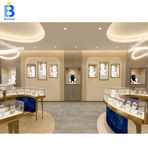 ตู้โชว์เครื่องประดับกระจก LED แบบกำหนดเอง, ตู้โชว์ทรงโค้งมน, ตู้เก็บเครื่องประดับชุดใหญ่ระดับไฮเอนด์สำหรับร้านค้า - Product Image 4