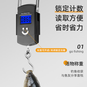 เครื่องชั่งดิจิตอลแบบแขวน 50 กก. ความแม่นยำ 10 กรัม แบบพกพา ใช้พลังงานจากแบตเตอรี่ สำหรับชั่งน้ำหนักกระเป๋าเดินทางและปลา - Product Image 5