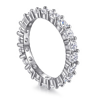 Nouvelle bague pour femme en argent S925 Tong Lin avec incrustation de zircon en cercle complet, style OL tendance, bijoux de personnalité européenne et américaine